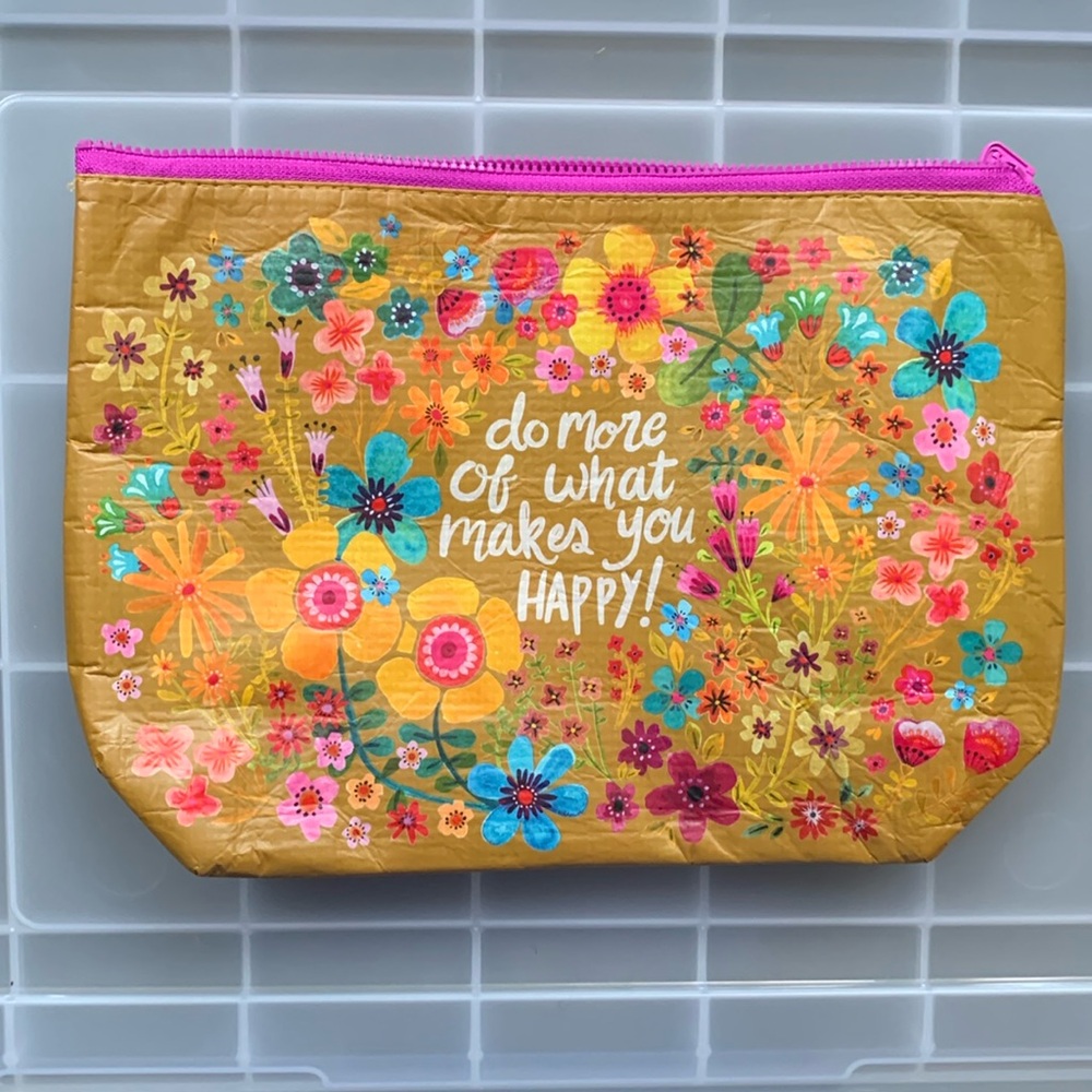 Floral Pouch with Inspirational Quote